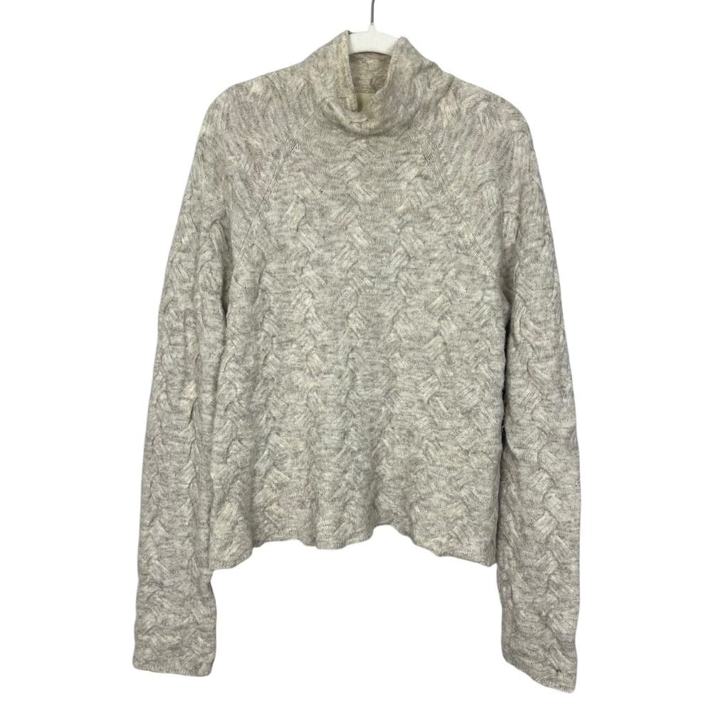 Aritzia Wilfred Free Mical Sweater Oatmeal sz XS Alpaca Wool Blend Turtleneck - Picture 2 of 10